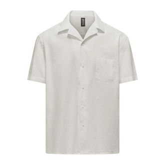Bomboogie Short Sleeve Shirts, male, Beige, Size: 2XL Linen-Cotton Blend Shirt