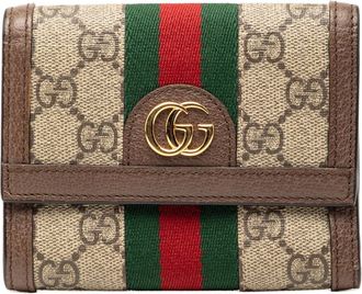 Gucci Gg Supreme Beige Multi-Color Pvc Leather Wallet (Tri-Fold) (Pre-Owned)