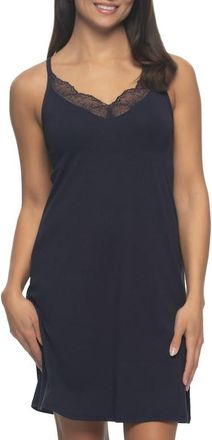 Felina Desiree Lace Trim Chemise in Eclipse at Nordstrom, Size Medium
