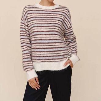 Bella Dahl Striped Crew Neck Sweater In Frosty Stripe