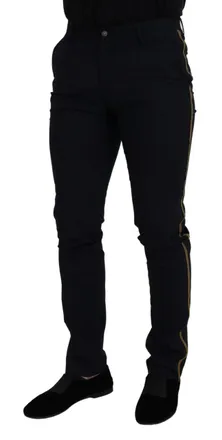 Dolce & Gabbana Wool Slim Formal Trousers - Black