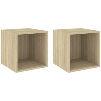 vidaXL Vidaxl - Armario De Pared 2 Uds Madera Contrachapada Roble 37x37x37 Cm