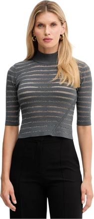 Simona Corsellini Top met boothals - Dames - Coltruien - Grijs - S - Polyester - Truien & Vesten