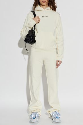 Balenciaga Sweatshirt With Embroidered Logo, Womens, Cream