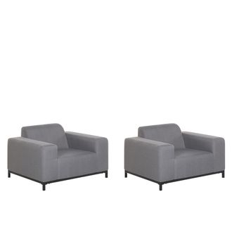 Beliani Conjunto De 2 Sillones De Poli&eacute;ster Gris Negro Patas Metal Rovigo