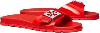 Tory Burch Buckle Slide Sandal in Lipstick Red /Silver at Nordstrom, Size 11