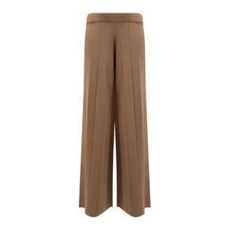 Max Mara Wide Trousers, female, Brown, M, Lama Viscose Blend Trousers