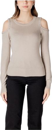 Only Beige Trui Lange Mouwen - Dames - Ronde hals truien - Beige - M - Polyester - Truien & Vesten