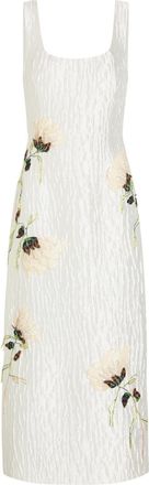 SIMKHAI Lilibeth Floral-embellished Cloqu&eacute; Midi Dress - White - 10 (UK14 / L)