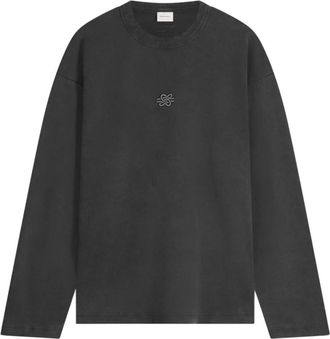 Filling Pieces Tops, Heren, Zwart, S, Longsleeve Boxy Embroidered