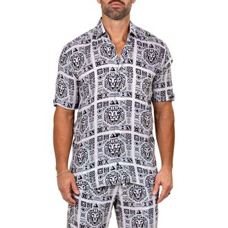 Maceoo Galileo Marthy Short Sleeve Button-Up Shirt in White at Nordstrom, Size 3