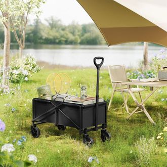 Woltu Carro De Transporte Para Jard&iacute;n, Color Negro - Woltu