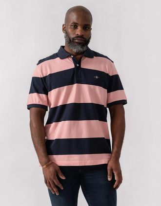 GANT Mens GANT Mens Block Stripe Polo - 671 Bubblegum Pink - Size: 40