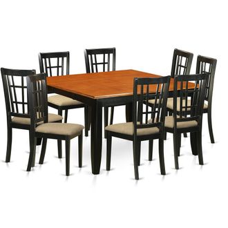 East West Furniture PFNI9-BCH-C 9 PC Dining room set-Dining Table and 8 Wood Dining Chairs