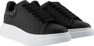 Alexander McQueen Mens Oversized Platform Leather Sneaker Black Calfskin