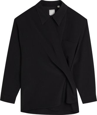 Calvin Klein Aleah Wrapped Wool Shirt - Black - 42 (UK10 / S)