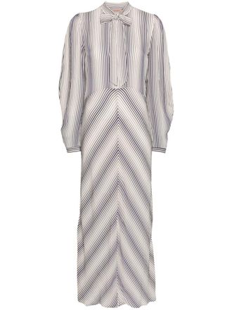 Twin-Set Chemisier a righe con scollo a V - Toni neutri