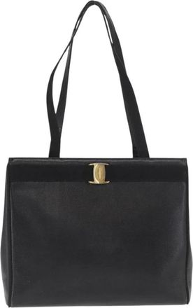 Ferragamo Pre-owned Shoulder Bags, female, Black, Size: ONE SIZE Pre-owned Vintage Gancini Tote Bag
