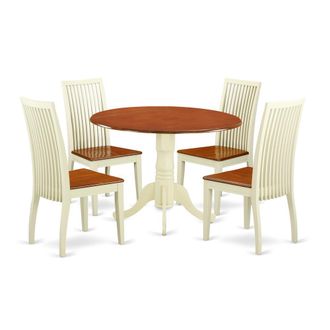 East West Furniture Dining Room Set Buttermilk & Cherry, DLIP5-BMK-W