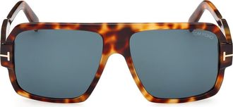 Tom Ford Camden 58mm Square Sunglasses in Blonde Havana /Blue at Nordstrom Rack