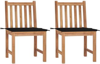 vidaXL Sillas De Jard&iacute;n 2 Unidades Madera Maciza De Teca Con Cojines Vidaxl
