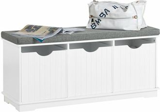 SoBuy Banco De Almacenamiento Con Acolchados Cojines Y 3 Cubos, Estante Del Zapato, Fsr30-w Sobuy Es