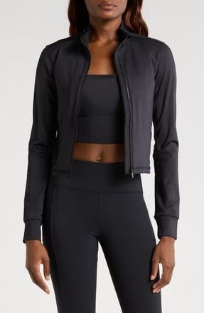 Travis Mathew Moveknit Full Zip Crop Jacket in Heather Black at Nordstrom Rack, Size X-Large