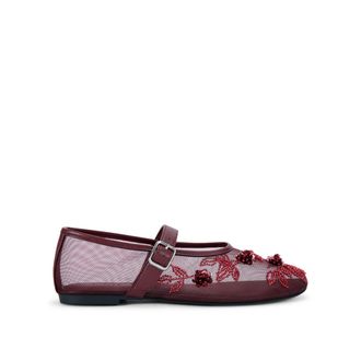 Kurt Geiger Womens Nancy Ballet Flats - Wine Fabric - Size UK 7