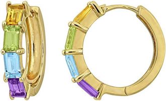 Rina Limor Gold Over Silver 2.47 Ct. Tw. Amethyst, Blue Topaz, Citrine, Peridot Hoop Earrings