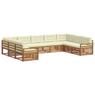 vidaXL Conjunto De Sof&aacute;s De Exterior 9 Uds. Natural Y Crema Vidaxl