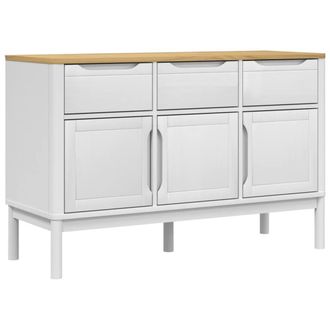 Berkfield Home Sideboard FLORO White 114x43x74 cm Solid Wood Pine | Size: 114 x 43 x 74 cm