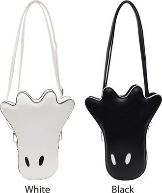 Generic Halloween Ghost Crossbody Bag for Women PU Leather Adjustable Strap (White)