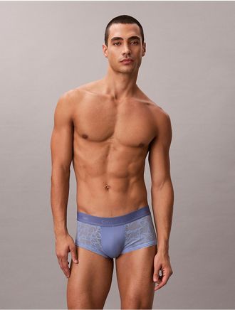 Calvin Klein Mens Microfiber Lace Ultra Low Rise Trunk - Blue - XL