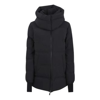 Herno Winter Jackets, female, Black, S, Notched Lapels Cropped Jacket