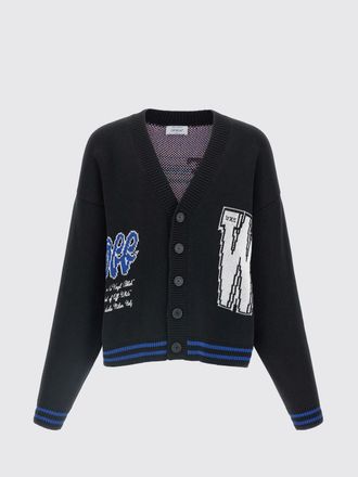 Off-white Cardigan di cotone con maxi logo Off-white