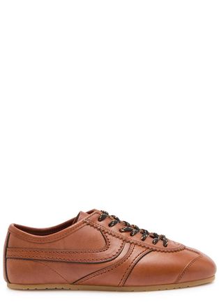 Dries Van Noten Dustin Panelled Leather Sneakers - Tan - 41 (IT41 / UK8)