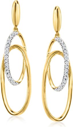 Ross-Simons Diamond Double-Oval Drop Earrings in 18kt Gold Over Sterling