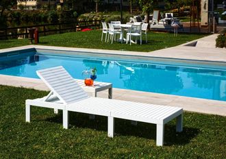 Dmora Tumbona Caserta, Tumbona De Jard&iacute;n Ajustable, Cuna Exterior, 100% Made In Italy, Cm 195x65h78 Blanco, Con Embalaje Reforzado - Dmora