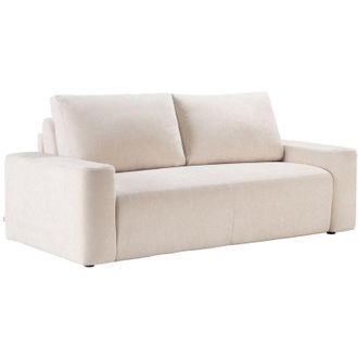 Vente-Unique Divano letto 3 posti ribalta in tessuto testurizzato beige - Superficie letto 140 cm - Materasso 13 cm - DAVISO