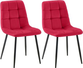 Clp Lote De 2 Sillas De Comedor Tilde Rojo Terciopelo