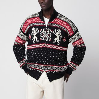 Polo Ralph Lauren Cardigan nero in cotone e cashmere