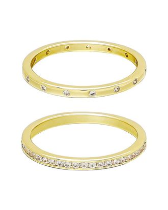 Adornia Adornia Set Of 2 14K Plated 1/2 Eternity And Dotted Band Ring Set