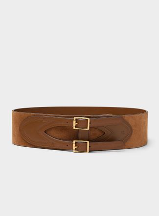 Lauren Ralph Lauren Womens Wide suede and leather corset-like belt