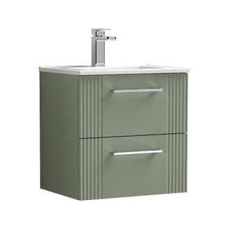 Nuie Nuie - Deco Wall Hung 2-Drawer Vanity Unit with Basin-2 500mm Wide - Satin Green