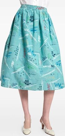 Vintage Gonna midi con stampa Pre-owned - Blu