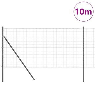 Berkfield Home Modern Euro Fence with 7 Posts 1.4x10 m Galvanised Steel Grey in Dark Grey