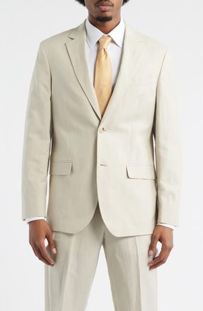 Open Edit Slim Fit Solid Linen Blend Sport Coat in Beige Birch at Nordstrom, Size 36