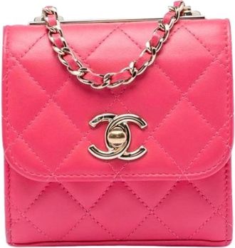 Chanel Pre-owned Vintage Gewatteerde Mini Flap Crossbody - Dames - Vintage Mini Tas - Roze - ONE Size - Leer - Vintage