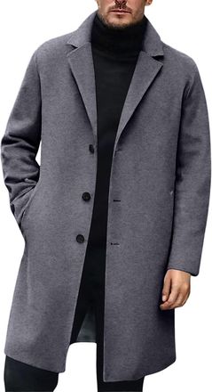 Generic Mens Long Trench Coat Winter Long Breasted Classic Business Overcoat Windbreaker Coats Winter Warm Jacket Trench Coats Casual Warm Outdoor Jack (5-GY2