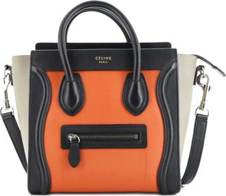 Celine Tricolor Luggage Bag leren Nano crossbodytas - Oranje